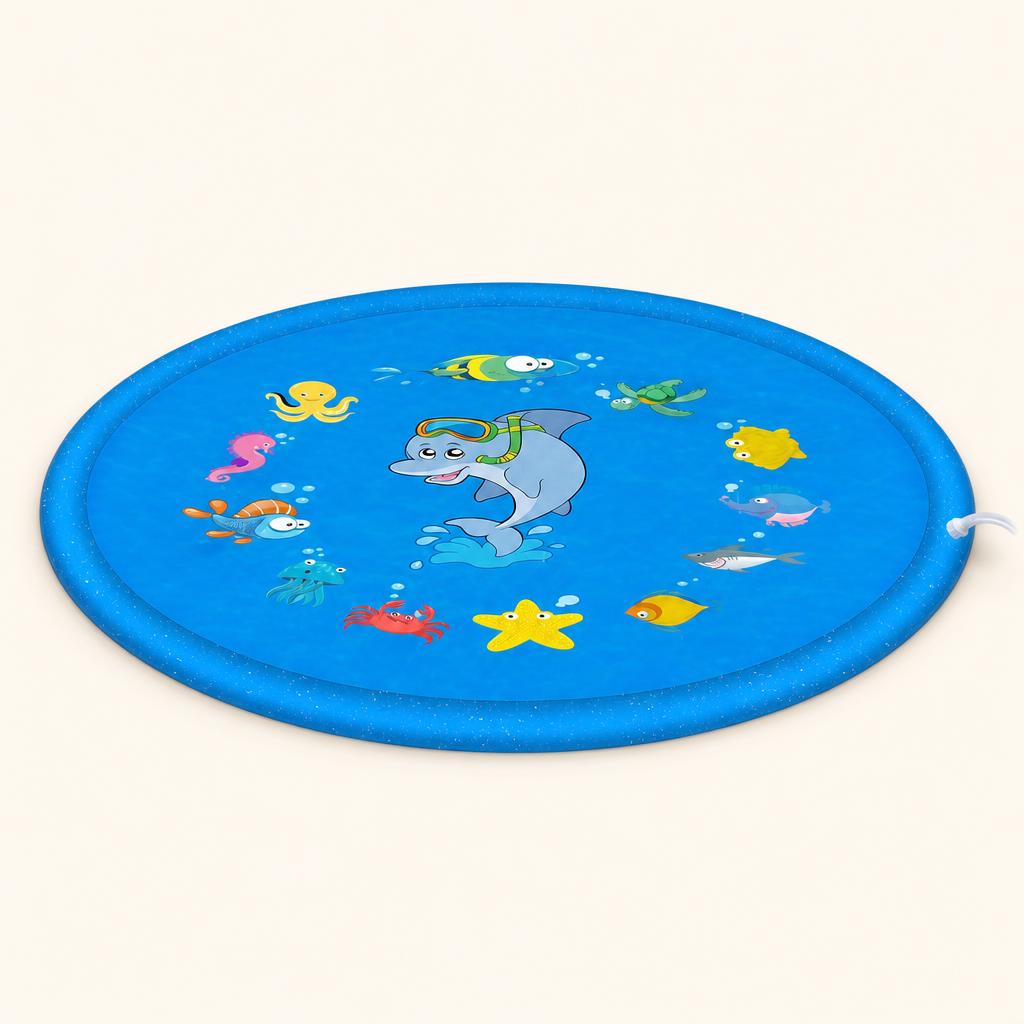 Alfombra acuática con rociadores para niños