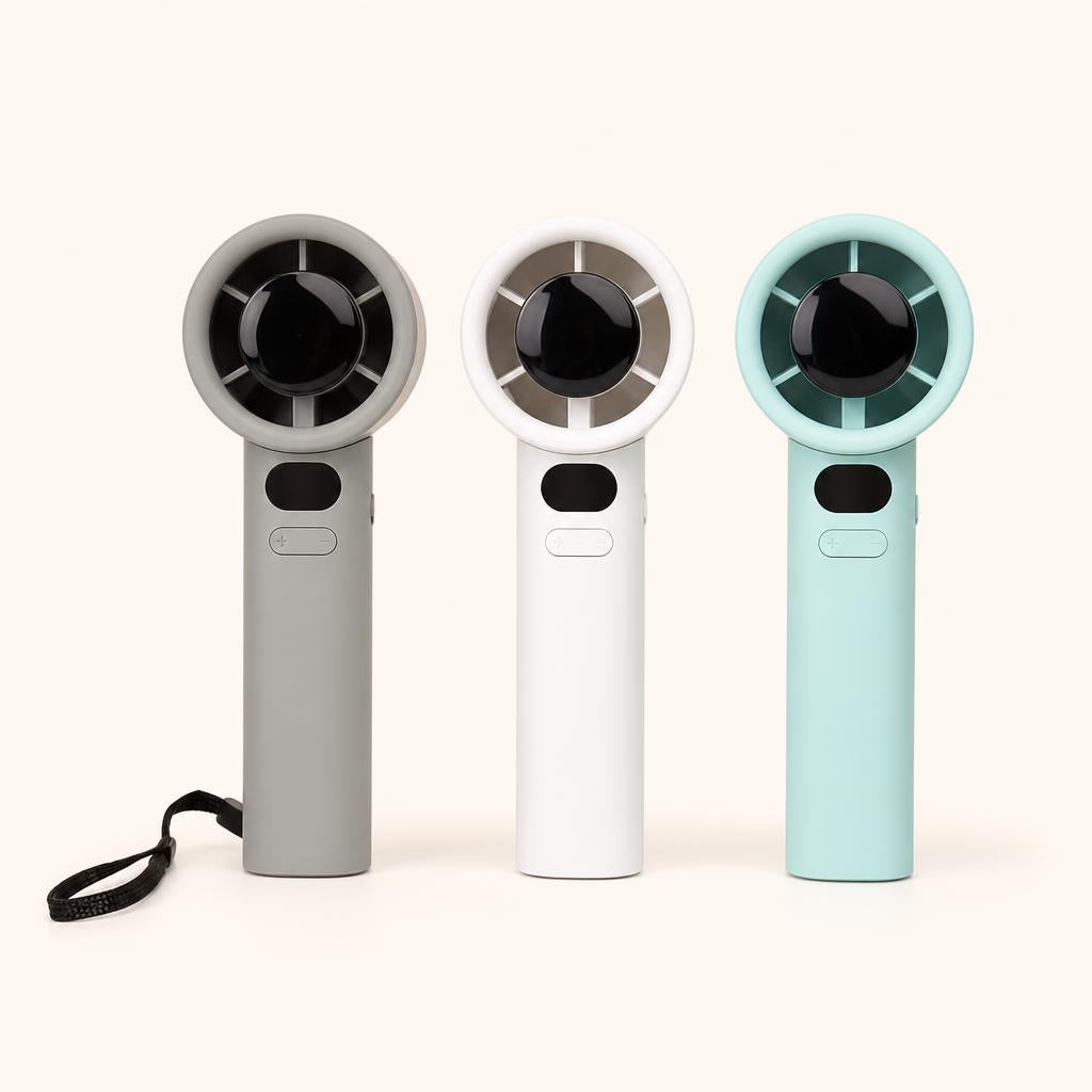 Mini ventiladores turbo recargables en tres colores