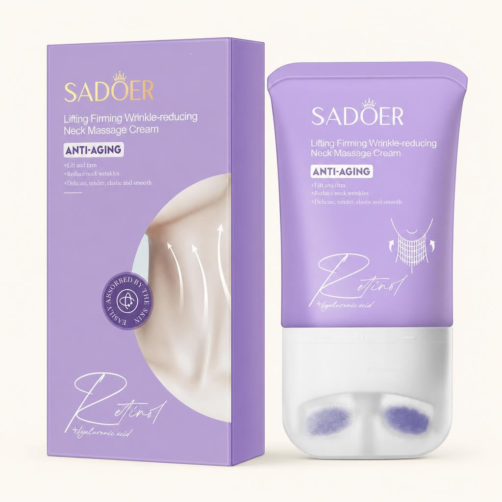 Crema reafirmante de cuello con rodillo masajeador